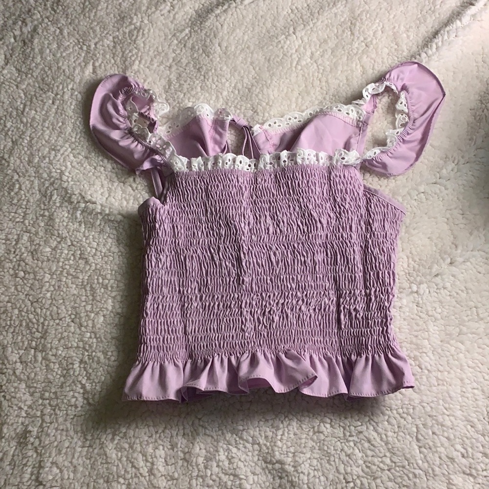 Purple ruffle crop top